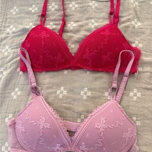 Victoria's Secret Lace Underwire Bra Set - Hot Pink and Light Pink